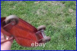 1930s SKOOTER SKATE RED ROCKET 3 WHEEL ORIGINAL PAINT DETACH T HANDLE SKATEBOARD