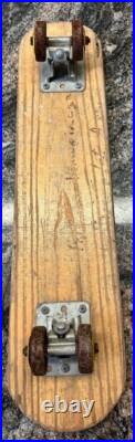 1960's Hawaiian Surf Wooden Skateboard No 7 22 Metal Masters Philly Vintage