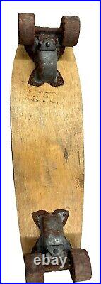 1960's MUSTANG Roller Derby No. 15 WOOD Skateboard w Original Wheels And Trucks
