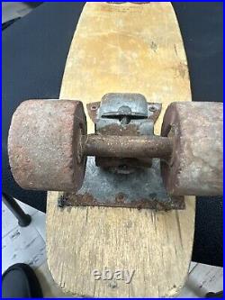1960's MUSTANG Roller Derby No. 15 WOOD Skateboard w Original Wheels And Trucks
