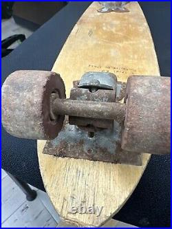 1960's MUSTANG Roller Derby No. 15 WOOD Skateboard w Original Wheels And Trucks