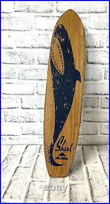 1960s Nash Shark Skateboard Sidewalk Surfboard Wood Metal Wheels Blue VTG 22