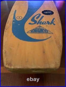 1960s Nash Shark Skateboard / Sidewalk Surfboard, Wood with Metal Wheels, Blue