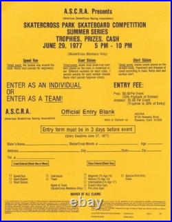 1977 SkaterCross Reseda Skateboard Competition Flyer ASCRA Ray Allen Original