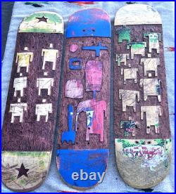 3 Rare Marc Johnson Original 3D Art Carved Wood Skateboard Deck Lot Chocolate MJ