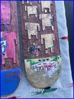 3 Rare Marc Johnson Original 3D Art Carved Wood Skateboard Deck Lot Chocolate MJ