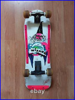 80s RARE Wizard Pro Model Action Sport neon pink white Skateboard Vintage 1986