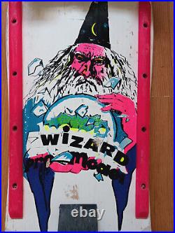 80s RARE Wizard Pro Model Action Sport neon pink white Skateboard Vintage 1986