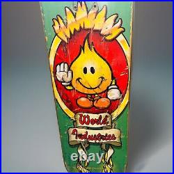 ACOA Cert signed Tony Hawk 90s Vtg WORLD INDUSTRIES skateboard Grn deck FLAMEBOY