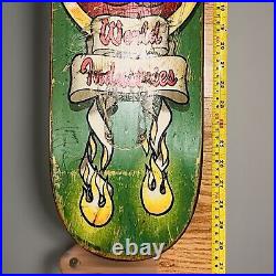 ACOA Cert signed Tony Hawk 90s Vtg WORLD INDUSTRIES skateboard Grn deck FLAMEBOY