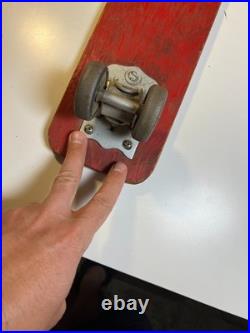 Antique Vintage 1960s SIDEWALK SURFER Wooden Wood Skateboard Metal Wheels