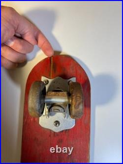 Antique Vintage 1960s SIDEWALK SURFER Wooden Wood Skateboard Metal Wheels