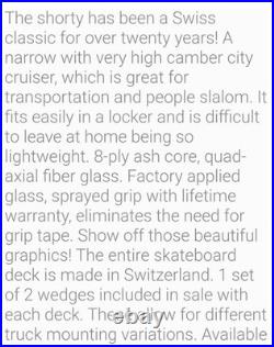 G&S Swiss Made High Camber Fibreflex Slalom Skateboard Vintage NOS Airflow-Swiss