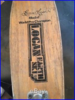 MID 70's Bruce Logan Earth Ski Model World Champion Skateboard Solid Oak