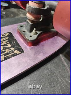 Old-school BANZAI Aluminum Purple SkateBoard Deck & Sunburst Wheels + Red Riser