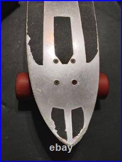 Old-school BANZAI Aluminum Purple SkateBoard Deck & Sunburst Wheels + Red Riser