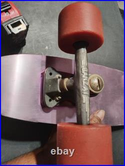 Old-school BANZAI Aluminum Purple SkateBoard Deck & Sunburst Wheels + Red Riser