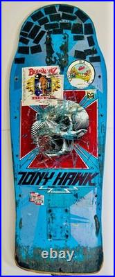Original Vintage 1980's Powell Peralta Tony Hawk Skateboard Blue OG