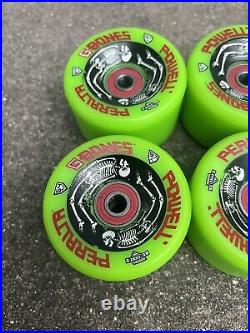 Powell Peralta G Bones Skateboard Wheels 64mm Green With Bearings NOS Reissue
