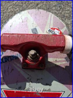 Powell Peralta Tony Hawk Skateboard Bird Skull Pink Red 1980's with rare hosoi Powell Peralta Tony Hawk Skateboard Bird Skull Pink Red 1980's with rare hosoi