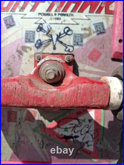Powell Peralta Tony Hawk Skateboard Bird Skull Pink Red 1980's with rare hosoi Powell Peralta Tony Hawk Skateboard Bird Skull Pink Red 1980's with rare hosoi