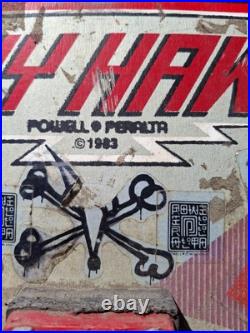 Powell Peralta Tony Hawk Skateboard Bird Skull Pink Red 1980's with rare hosoi Powell Peralta Tony Hawk Skateboard Bird Skull Pink Red 1980's with rare hosoi