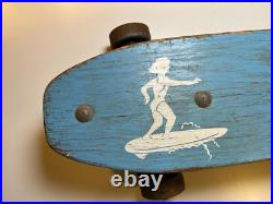 RARE 1960s HUMCO Surfer Skateboard Wood Wooden Metal Wheels San Diego California