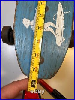 RARE 1960s HUMCO Surfer Skateboard Wood Wooden Metal Wheels San Diego California