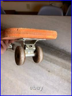 Rare EARLY Vintage SIDEWALK SURFER Metal Steel Wheels Skateboard Wood Wooden