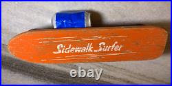 Rare EARLY Vintage SIDEWALK SURFER Metal Steel Wheels Skateboard Wood Wooden