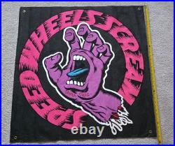 Rare Vintage 1980's Santa Cruz Speed Wheels Screaming Hand Banner