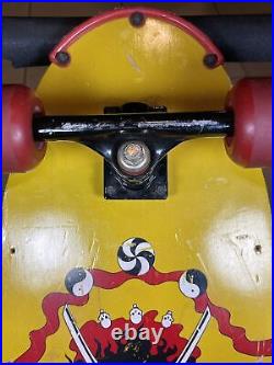 Rare Vintage Red Yellow Ninja Shredder Skull Swords Yin Yang 30 Skateboard