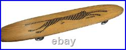 Rare Vintage Wood Wooden Skateboard Metal Wheels Striped Cat Lion Tiger Cheetah