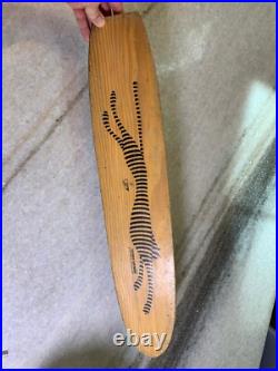 Rare Vintage Wood Wooden Skateboard Metal Wheels Striped Cat Lion Tiger Cheetah