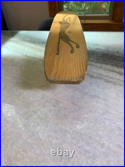 Rare Vintage Wood Wooden Skateboard Metal Wheels Striped Cat Lion Tiger Cheetah