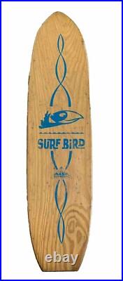 Rare Vintage Wood Wooden Skateboard Metal Wheels SurfBird Surf Bird Surfboard