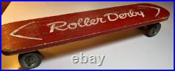 Roller Derby Surf Board Vintage Steel Metal Wheels Skateboard Wood Illinois