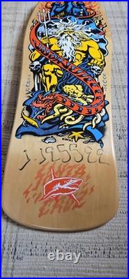 Santa Cruz Jason Jessee Neptune Signed Yellow Skateboard Deck Sungod Shark Tail