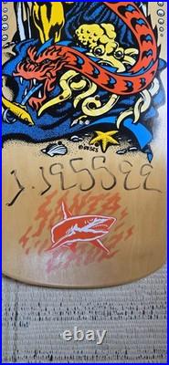 Santa Cruz Jason Jessee Neptune Signed Yellow Skateboard Deck Sungod Shark Tail