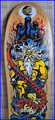 Santa Cruz Jason Jessee Neptune Signed Yellow Skateboard Deck Sungod Shark Tail