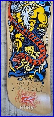 Santa Cruz Jason Jessee Neptune Signed Yellow Skateboard Deck Sungod Shark Tail