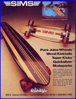 Sims Vintage 70's NOS undrilled Taperkick 36 Tracker Haftracks Bowl Riders