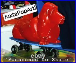 Skateboarding Basset Hound Found Object Art Dog Sculpture Store Display Hang Ten