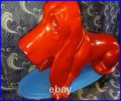 Skateboarding Basset Hound Found Object Art Dog Sculpture Store Display Hang Ten