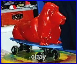 Skateboarding Basset Hound Found Object Art Dog Sculpture Store Display Hang Ten