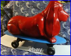 Skateboarding Basset Hound Found Object Art Dog Sculpture Store Display Hang Ten