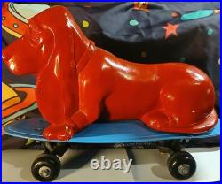 Skateboarding Basset Hound Found Object Art Dog Sculpture Store Display Hang Ten Skateboarding Basset Hound Found Object Art Dog Sculpture Store Display Hang Ten