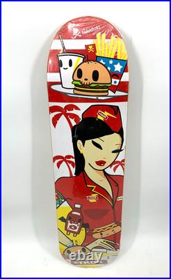 Tokidoki 7 3/8 Skateboard Deck Team Fast Food Girl Red Graphic