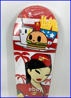 Tokidoki 7 3/8 Skateboard Deck Team Fast Food Girl Red Graphic