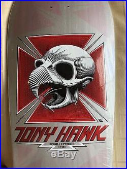 Tony Hawk Chicken Skull NOS Vintage Powell Peralta Deck Silver Dip